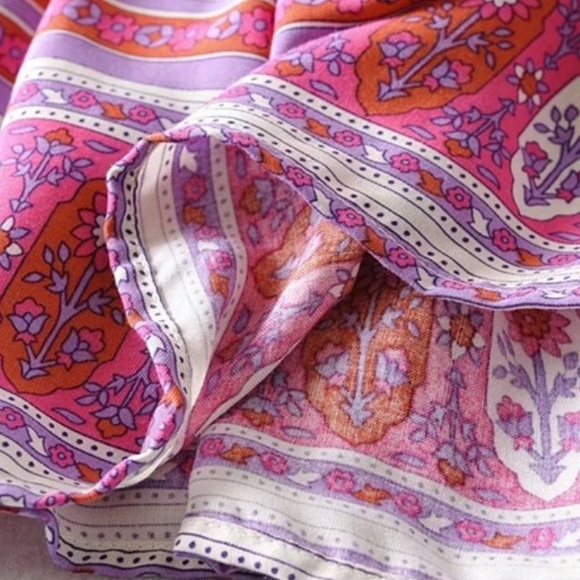 Sleeveless Tank Dress Boho Floral Gypsy Print Pink - Picture 7 of 9